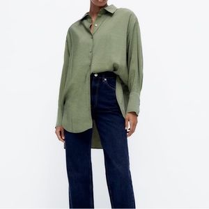 Zara Faded green flowy oversized shirt